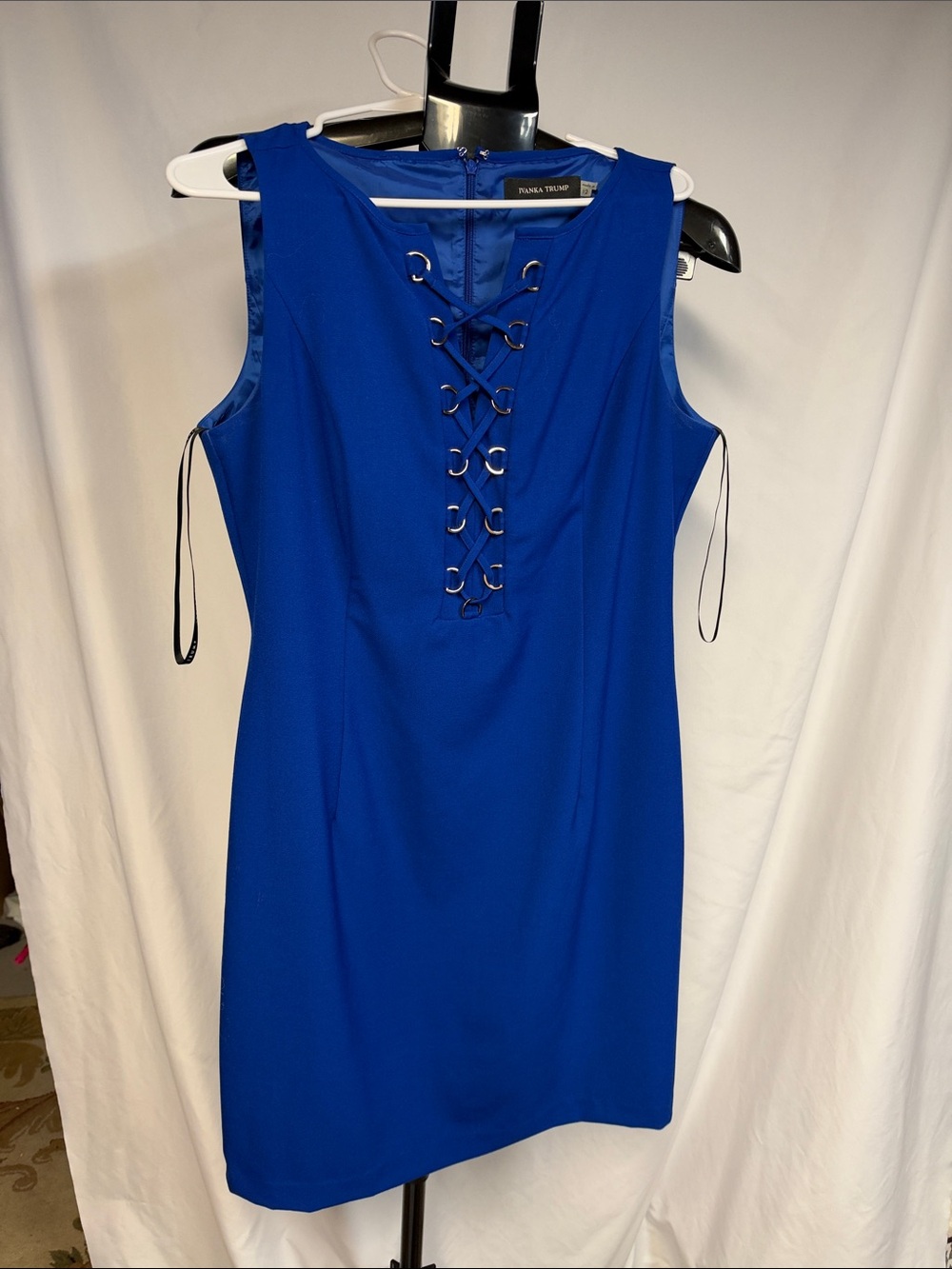 Ivanka Trump Royal Blue Lace-Up Midi Dress